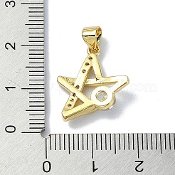 Rack Plating Real 18K Gold Plated Brass Micro Pave Cubic Zirconia Pendants&nbsp;KK-B084-10G