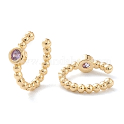 Brass Micro Pave Cubic Zirconia Cuff Earrings&nbsp;LS-EJEW-H109-01I-G