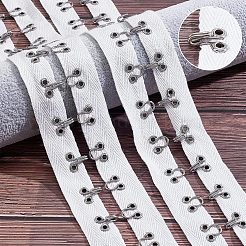 コットンフックとアイテープ  服飾材料  裁縫工芸品の飾り  鉄のフックと目で  ホワイト  25x4.5mm  約3ヤード（2.74m）/カード&nbsp;DIY-WH0308-119B