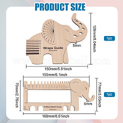 1 Set Elephant Shape  Wooden Knitting Needle Gauge & Yarn Wrap Guide Board&nbsp;DIY-BC0006-94