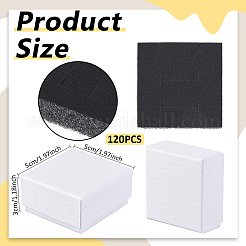 ダイヤモンドテクスチャ紙指輪梱包箱  正方形  ホワイト  5x5x3cm&nbsp;CON-WH0085-212B