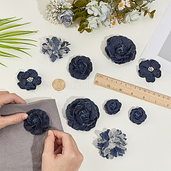 10個 5スタイル ポリエステル装飾アクセサリー  花  プルシアンブルー  33~67mm  2個/スタイル&nbsp;DIY-CY0003-20A