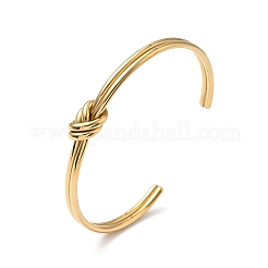 女性用304ステンレススチール製カフブレスレット  結び目  ゴールドカラー  内径：2x2-1/2インチ（5x6.4cm）&nbsp;BJEW-Z134-04G