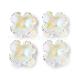 ベーキングペイントガラスビーズキャップ50個  4  - 花びらの花  ミックスカラー  12x12x4.5mm  穴：1.4mm  50個/セット&nbsp;GLAA-FP0001-21