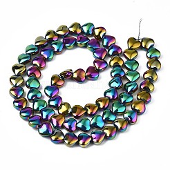 電気メッキガラスビーズセット  半分メッキ  ハート  黄金メッキ  9~10x10x5.5mm  穴：0.8mm  約70~71個/連  25.20インチ〜26.38インチ（64~67cm）&nbsp;X-EGLA-S188-14-C02