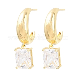 Rectangle Brass Micro Pave Clear Cubic Zirconia Dangle Stud Earrings&nbsp;EJEW-Z164-18G
