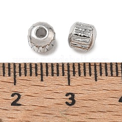 真鍮ビーズ  テクスチャード加工の柱  ラックめっき  長持ちメッキ  鉛フリー＆カドミウムフリー  プラチナ  5x5mm  穴：1.8mm&nbsp;KK-D289-57A-P
