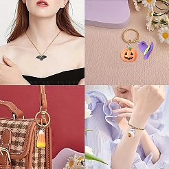 24 個 12 スタイルのハロウィーン不透明樹脂ペンダント  混合形状チャーム  プラチナ鉄ループ付き  ミックスカラー  11.5~33x14~27.5x5~11mm  穴：1.5~2mm  2個/スタイル&nbsp;RESI-YW0004-84