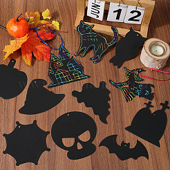 Halloween Rainbow Scratch Paper Art Pendant Decoration Kits&nbsp;DIY-WH20013-22
