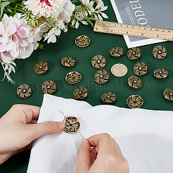 合金シャンクボタン20個  花  1穴  アンティークブロンズ  24.5x8.5mm  穴：2mm&nbsp;BUTT-PH0001-58AB