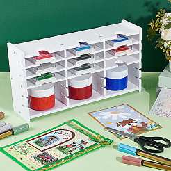 18グリッドPVCプラスチックインクパッド収納ホルダー  ホワイト  完成品：8.3x33x17.6cm&nbsp;ODIS-WH0043-118B