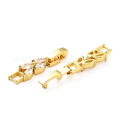 Rack Plating Brass Clear Cubic Zirconia Watch Band Clasps&nbsp;KK-E034-22G
