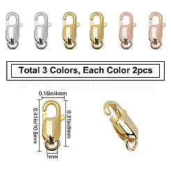 6個3色925スターリングシルバーロブスタークロウクラスプ  スタンプ925個付き  ミックスカラー  10.5mm  穴：1mm  2個/カラー&nbsp;STER-SC0001-06