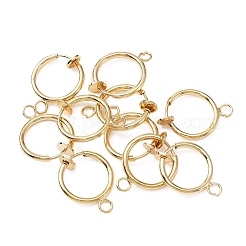 真鍮製クリップ式イヤリングパーツ  水平ループ付き  ライトゴールド  16x13x1.5mm  穴：2.3mm&nbsp;LS-FIND-WH0044-27LG
