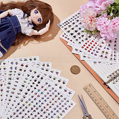 水転写式アイステッカー 13種類 13枚  ミドルクレイドールモデル顔用  アイ模様  ミックスカラー  136~171x93~116x0.2mm  1個/スタイル&nbsp;AJEW-WR0002-89