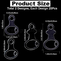 40個 2スタイル アクリル刺繍フロスドロップ  スリムフロスボビン  ミシン糸収納用  ひょうたん形  透明  5~6x3.35~3.45x0.25cm  穴：8.5~9.5mm  20個/スタイル&nbsp;DIY-CP0008-74