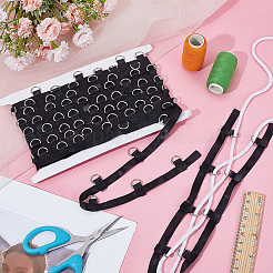 プラチナトーンの鉄製Dリング付きポリエステルリボン  洋服アクセサリー  ブラック  7/8インチ（22mm）  約8ヤード/ロール&nbsp;OCOR-WH0078-362C-P