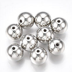 CCBプラスチックビーズ  ラウンド  プラチナ  10x9.5mm  穴：1.5~2mm  約850個/500g&nbsp;CCB-S160-49P