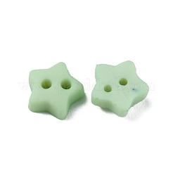 つや消しミニレジンボタン2つ穴  bjd 人形服アクセサリー  スター  薄緑  6x6x2.5mm  穴：0.9mm  約100個/袋&nbsp;BUTT-WH0020-28D
