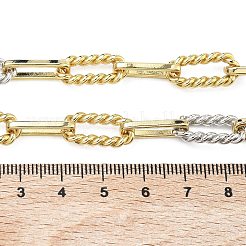 Two Tone Brass Twisted Rectangle Link Chain Necklaces&nbsp;KK-C251-31GP