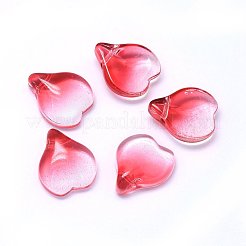 クリアガラスチャーム  花弁の形  ツートン  レッド  15x12x4.5mm  穴：1mm&nbsp;GLAA-H016-02B-14