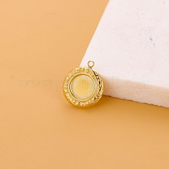 304ステンレスペンダント  フラットラウンドのチャーム  イオンプレーティング（ip）  14KGP本金メッキ  17x14mm&nbsp;STAS-OY002-96G