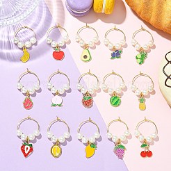15Pcs Fruit Theme Glass Wine Glass Charms&nbsp;AJEW-CJ00014