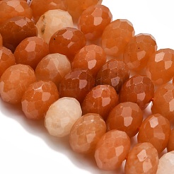 天然石レッドアベンチュリンビーズ連売り  ロンデル  多面カット  11~12x8~8.5mm  穴：1.6mm  約47~48個/連  15.24~15.75インチ（38.7~40cm）&nbsp;G-C259-A10-8x12mm