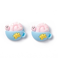 オペーク樹脂カボション  カタツムリの入ったカップ  ピンク  16x18.5x7mm&nbsp;RESI-G036-H01