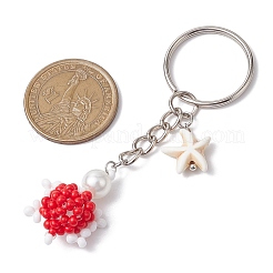 Tortoise Glass Seed Beads Pendant Keychain&nbsp;HJEW-MZ00105-01