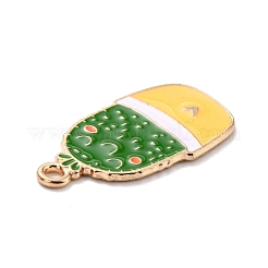 合金エナメルチャーム  盆栽  サボテン  グリーン  28x14x1mm  穴：2mm&nbsp;ENAM-D023-07KCG