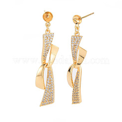 Brass Micro Pave Cubic Zirconia Stud Earring Findings&nbsp;KK-S364-042