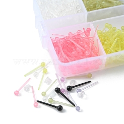 プラスチック製の小さなボールスタッドピアス700個、女性用イヤーナット150個付き。  ミックスカラー  14x2.5~3mm  ピン：0.9mm&nbsp;KY-YW0001-23