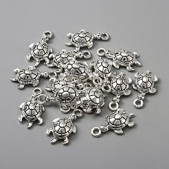 亜鉛チベット風合金ペンダント  カメ  アンティークシルバー  23.5x12x6mm  穴：2.5mm&nbsp;FIND-TAC0009-11AS