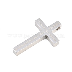 304ステンレスペンダント  やる気を起こさせる十字架のチャーム  ステンレス鋼色  37x22x5mm  穴：3mm&nbsp;STAS-B137-13P