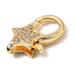 Brass Clear Cubic Zirconia Lobster Claw Clasps&nbsp;KK-Z078-49A-G