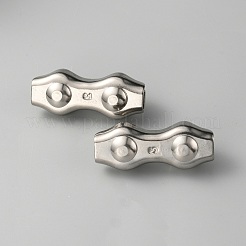 304 ステンレススチールワイヤーダブル 2 ポストケーブルクランプ  ワイヤーロープクリップ  ステンレス鋼色  14x35x6mm&nbsp;LS-FIND-WH0110-497