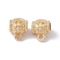 ラックメッキ合金チューブベイル  ループベイル  保釈ビーズ  長持ちメッキ  カドミウムフリー＆鉛フリー  花柄とチューブ  ゴールドカラー  10x8x7mm  穴：1.4mm&nbsp;FIND-G036-03LG