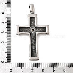 304ステンレススチールラインストーンペンダント  クロスチャーム  アンティークシルバー  57.5x31.5x5mm  穴：8.5x4mm&nbsp;STAS-A130-10AS