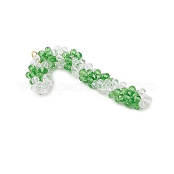 ガラスチャーム  キャンディー棒  304ステンレススチールオープン丸カン付き  多面カット  18KGP本金メッキ  ライムグリーン  52~54x24.5~25.5x7mm  穴：5mm&nbsp;PALLOY-MZ00830-02