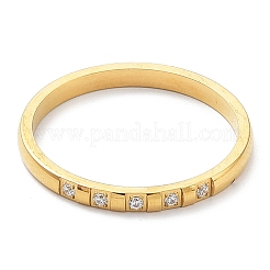 Ion Plating(IP) 304 Stainless Steel Rectangle Finger Ring with Cubic Zirconia&nbsp;RJEW-K244-11G