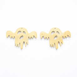 ステンレスペンダント201個  ゴースト  ハロウィンスタイル  18KGP本金メッキ  23.5x31.5x1mm  穴：1mm&nbsp;STAS-N090-LA917-2