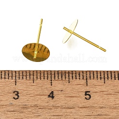 304ステンレススチールスタッドピアス金具  片穴パーツ用  18KGP本金メッキ  14x8mm  ピン：12x0.8mm&nbsp;STAS-P370-01E-G
