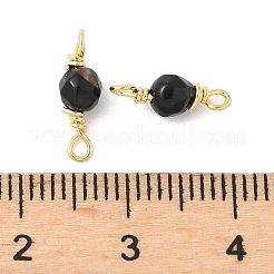 Dyed Natural Agate Faceted Round Connector Charms&nbsp;KK-C097-06G-05