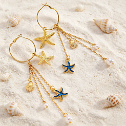 Alloy Enamel & Plastic Pearl Hoop Dangle Earrings&nbsp;WG7948B-01