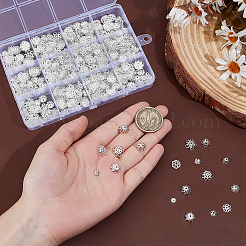 DIYジュエリー作成キット  真鍮、鉄、合金ビーズキャップ1440個を含む  銀  5~10x1~6mm  穴：1~1.8mm&nbsp;DIY-PH0031-99