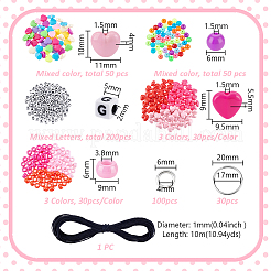 Valentine's Day DIY Acrylic Heart & Round Beads Keychain Making Kits&nbsp;DIY-AR0004-16