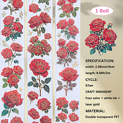2Rolls 2 Colors Flower Pattern Planner Stickers PET Adhesive Tape&nbsp;DIY-CN0001-42B