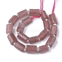 天然石ストロベリークォーツビーズ連売り  多面カット  コラム  8~11x6~8x5~7mm  穴：1mm  約15~17個/連  7.28~7.48インチ&nbsp;G-S345-8x11-008