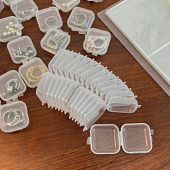 ミニ透明プラスチックビーズ容器  ピアス用  リング  ブレスレット収納  正方形  ホワイト  3.3~3.6x3.3~3.6cm&nbsp;PW-WG74209-01